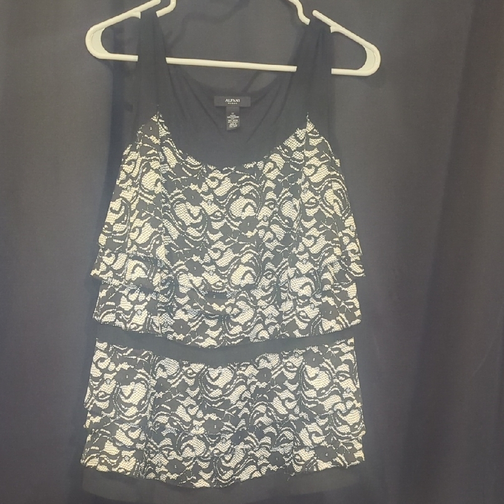 Alfani Black and Cream Lace Layered Camisole